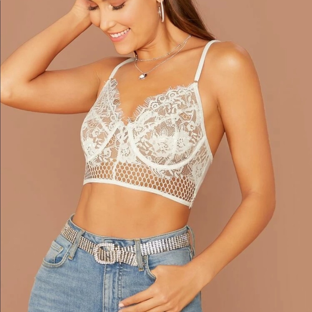 Shein White Lace bra